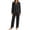 Black, variant on Vivianyo HD Women's Satin Long Sleeve Pajama Set, Contrast Piping Button Down Shirt and Pants Sleepwear, Sizes S-2XL