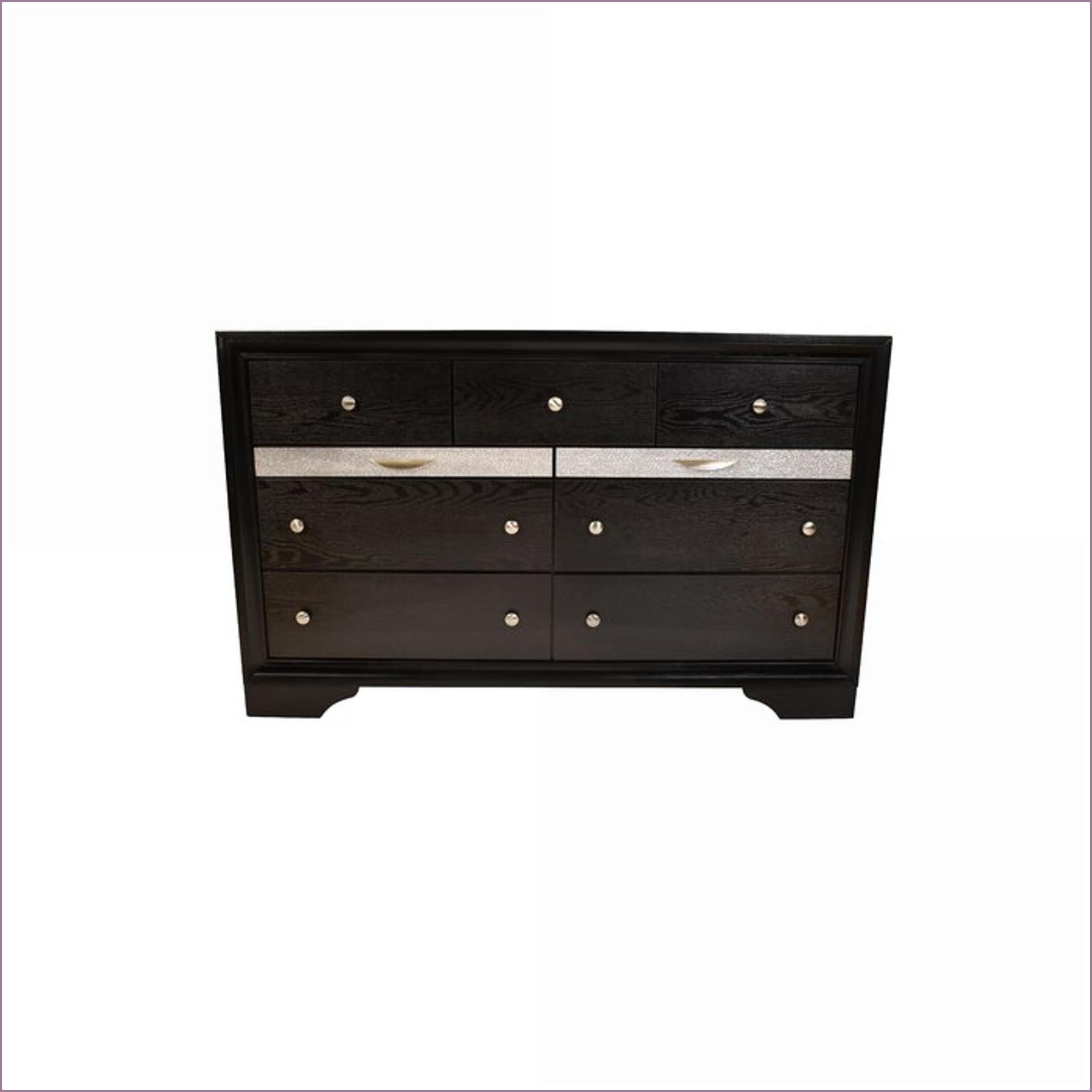 Bedroom Set for Master/Guest Room, Traditional Queen 4 PC Storage in Black Engineered Wood | Black | Wood