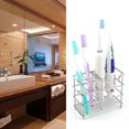 thumbnail image 2 of Soporte para cepillo de dientes para baño, soporte para pasta de dientes de acero inoxidable con 5 ranuras, organizador multifuncional de accesorios de baño para niños y adultos (plateado), 2 of 7