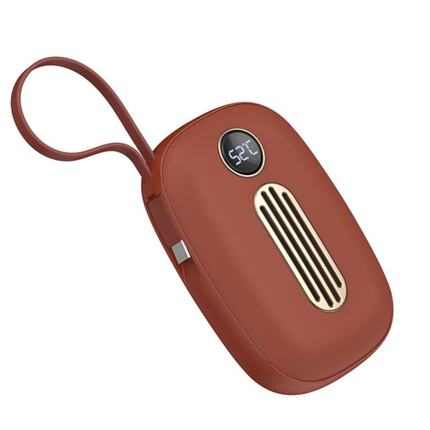 Matsuzay Calentador de manos de bolsillo de 10000 mAh, Mini USB 2 en 1, dispositivo de calefacción con cuerda, 3 engranajes, banco de energía Baterías de general Naranja