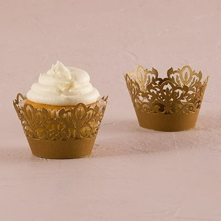 Ivory Classic Damask Filigree Paper Laser Cupcake Wrappers