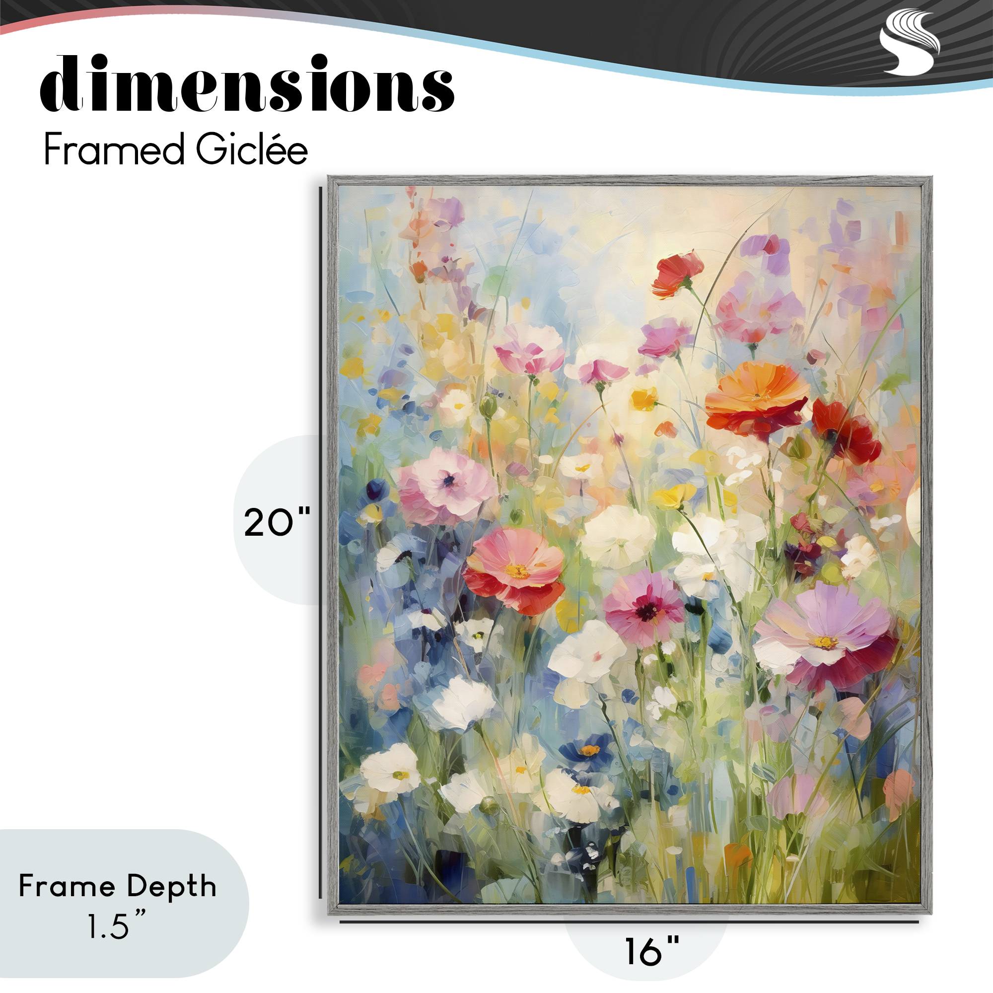 Stupell Industries Wildflower Breeze Impression Gray Framed Giclee Art, design by Creative Studio