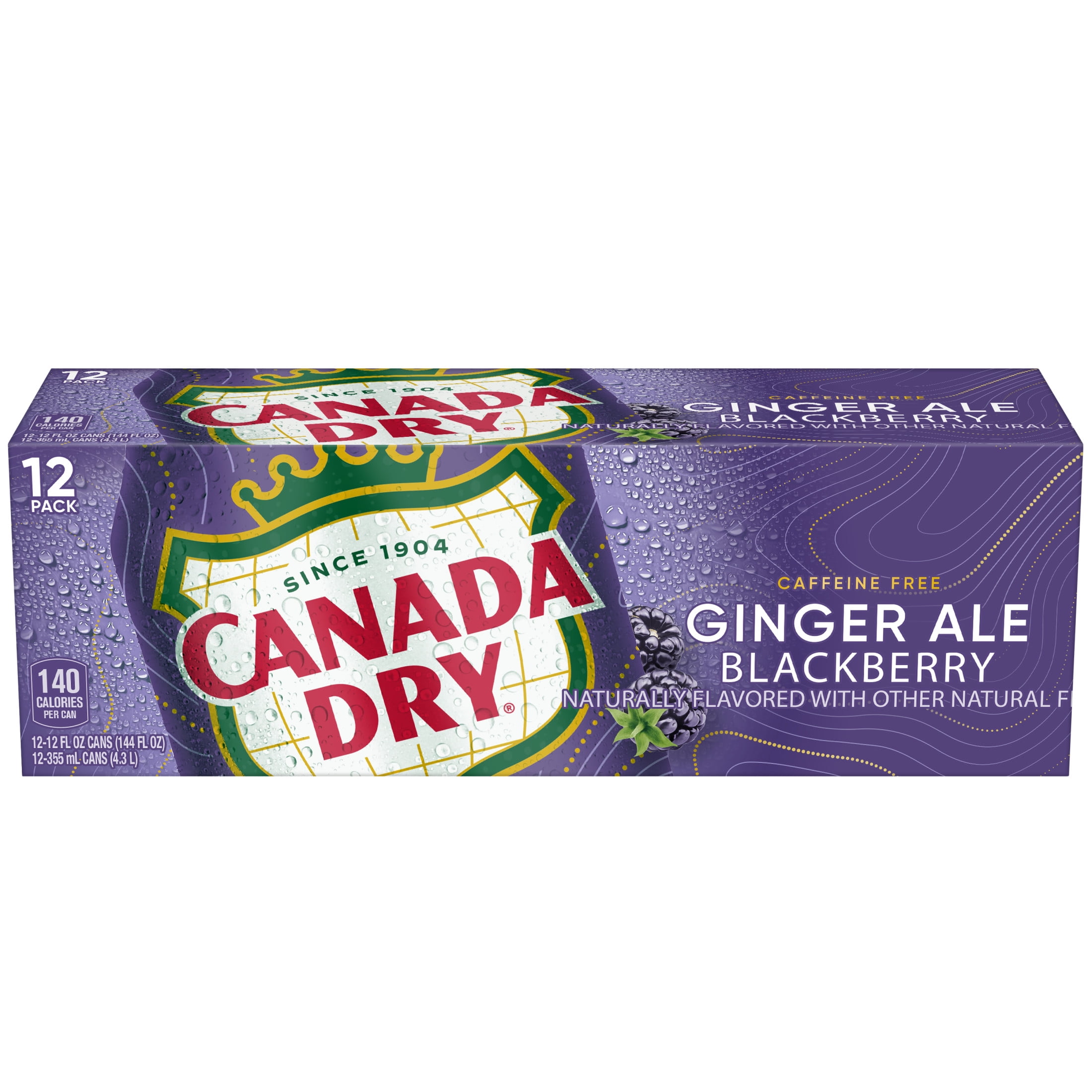 Canada Dry Caffeine Free Blackberry Ginger Ale Soda Pop, 12 fl oz, 12 Pack Cans