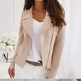 thumbnail image 5 of Uooqdmx Cropped Jacket Women Suede Jacket Women Zip Up Jackets for Women Faux Leather Jacket Women Open Front Cropped Coat Outwear, Beige XL, 5 of 7