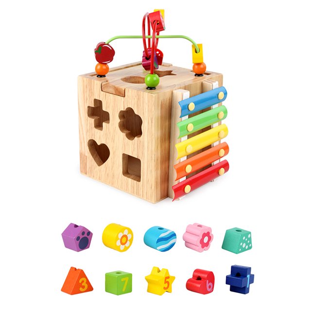 Laberinto Multifuncional Del Grano Del Cubo De La Actividad De La Caja Del Tesoro Para Los Niños Guardurnaity FN002740-00