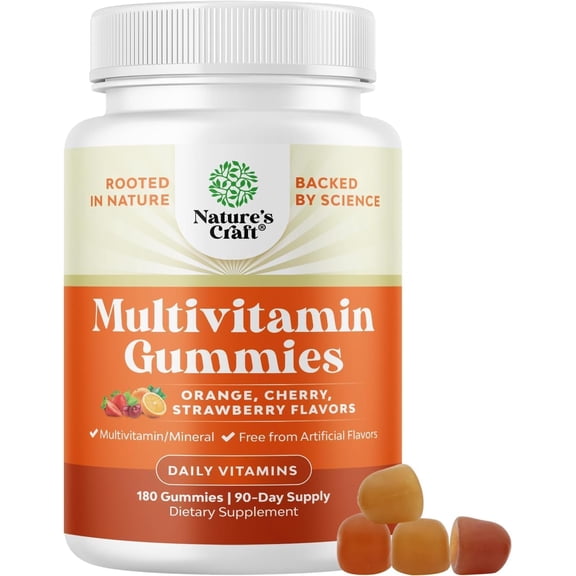 Potent Daily Multivitamin Gummies for Adults - Wellness Blend of Vitamin D A C E B12 Zinc and Biotin - Adult Vitamin Gummy for Energy and Immunity - Non-GMO Gluten Free and Halal - 180 Gummies