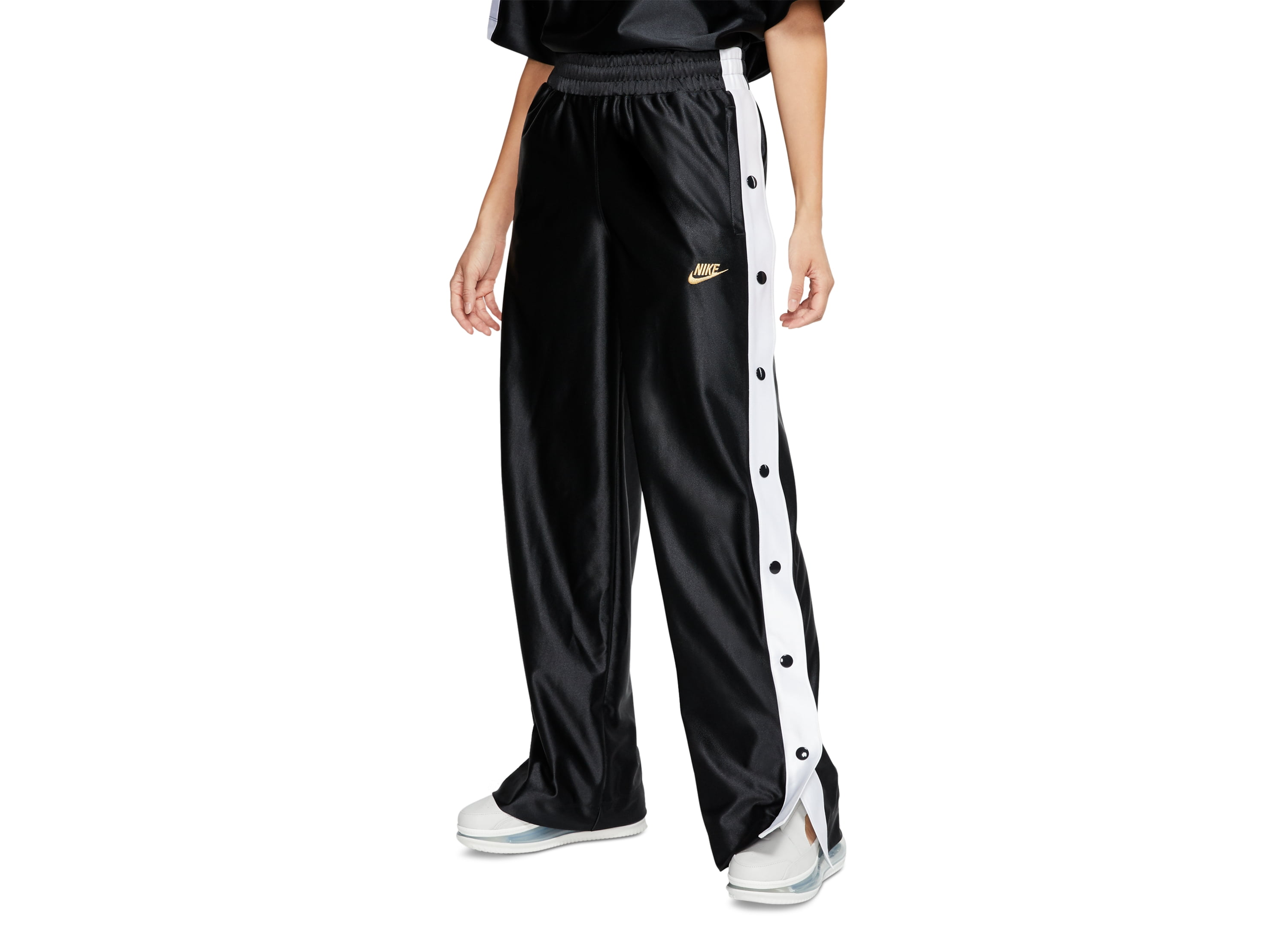 nike black and white popper track pants