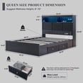 thumbnail image 2 of Aitjunz Modern Queen Size Bed Frame with 50" Tall Storage Headboard, 4 Under-Bed Storage Drawers, Fluted Wood Platform Bed w/ LED Lighting and Charging Station, No Box Spring Needed, Black, 2 of 6