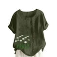 thumbnail image 2 of Pisexur Hauts d'Été pour Femmes, Blouses Habillées Décontractées pour Femmes, Hauts à la Mode pour Femmes, Chandail Décontracté Imprimé à Manches Courtes Col Rond, Grandes Tailles pour Femmes Multicolore, 5TG, 2 of 2