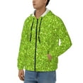 thumbnail image 3 of Goofa Lime green glitter Pattern Mens Full-zip Hoodie, Zip-up Pullover Hooded Sweatshirt, Kangaroo Pocket Hoodie Ideal for Daily Wear, Travel, and Home-Medium, 3 of 5