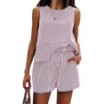thumbnail image 2 of ZenCart Women's Summer 2 Piece Outfits Sleeveless Tank Top Shorts Sets Casual Striped Sweatsuits Vacation Beach Matching Set, 2 of 8