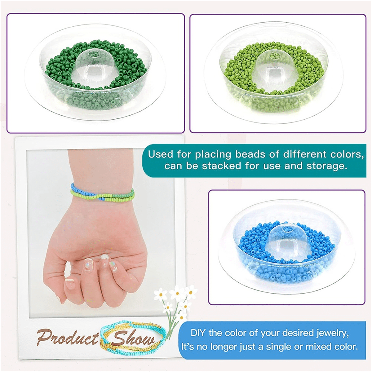 Bead Spinner,Seed Beads Kit with 5 Pcs Quick Changed Trays,Beading Needles for Jewelry Making