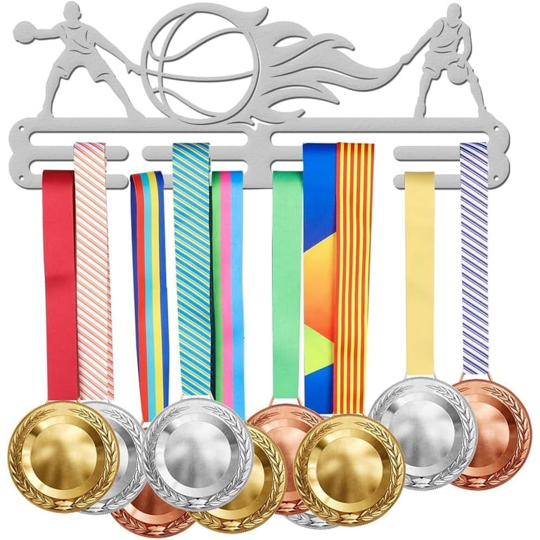 United Medals, Sport Medaille Hanger Display BLANK | Geborsteld Roestvrij Staal Houder (3 Balkjes voor Max. 30 Medailles) | Muurbevestiging Montuur