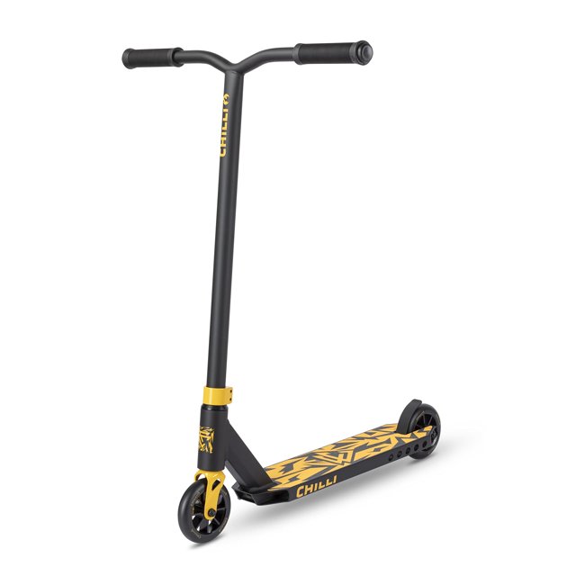 Chilli Corey Funk Trottinette Signature - Trottinette de Cascade Freestyle de Qualité pour Débutants Extrêmes de 6 Ans et Plus, Roues de 110 mm, Barre en T Chromoly, Compression IHC Chilli Spider, Préassemblée