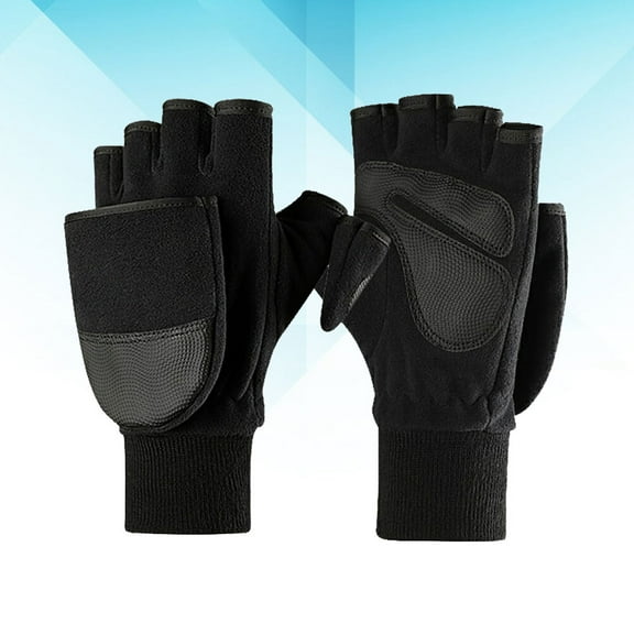 TAILTOSS 1 Pair Black Cotton Mens Gloves for Warmth Protection in Cold Weather
