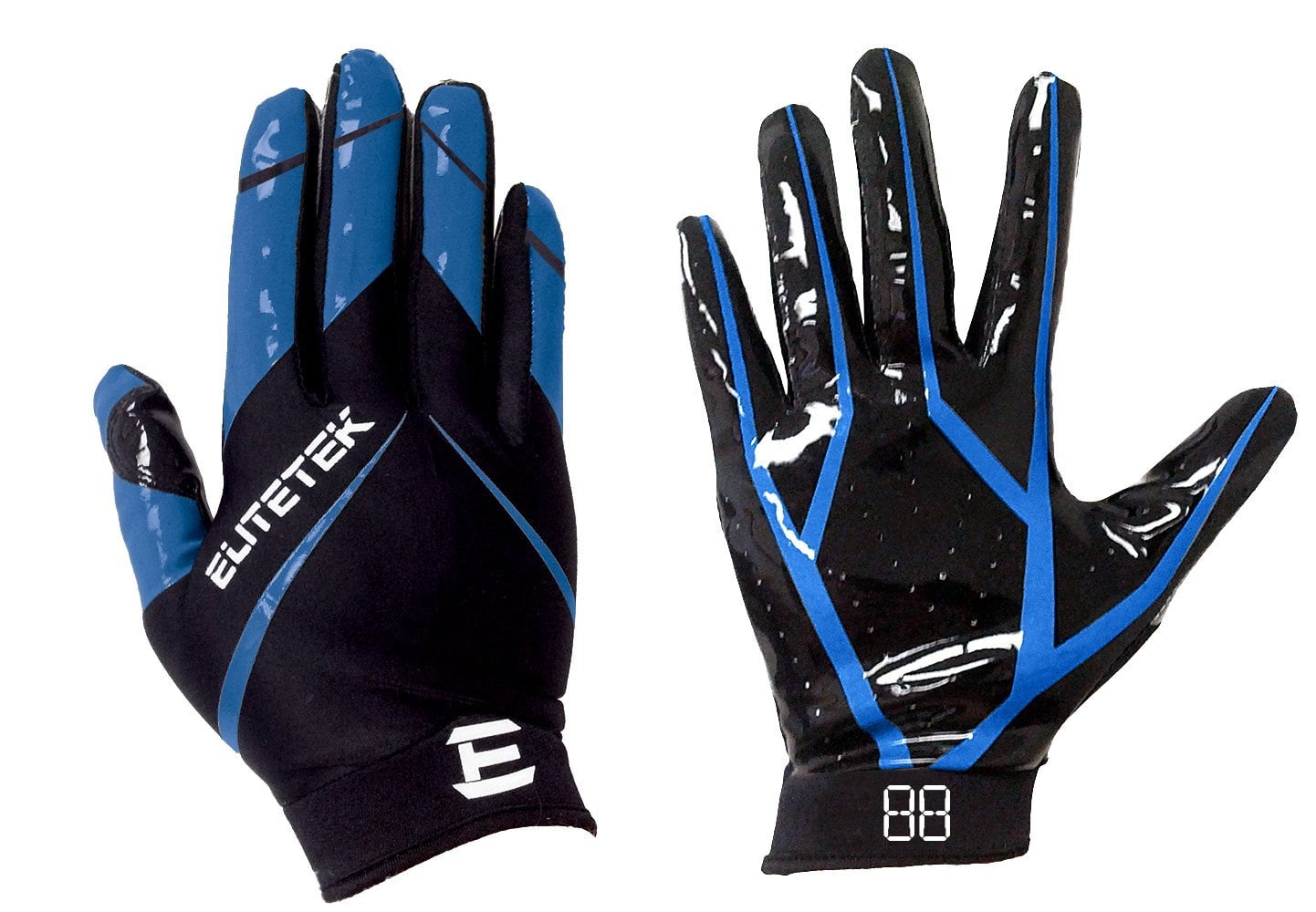 EliteTek RG14 Football Gloves, Blue, Youth Medium