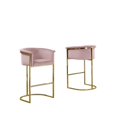 thumbnail image 3 of Tabouret de Bar en Velours Rose (Unité) avec Base en Métal Chromé Doré, 3 of 3