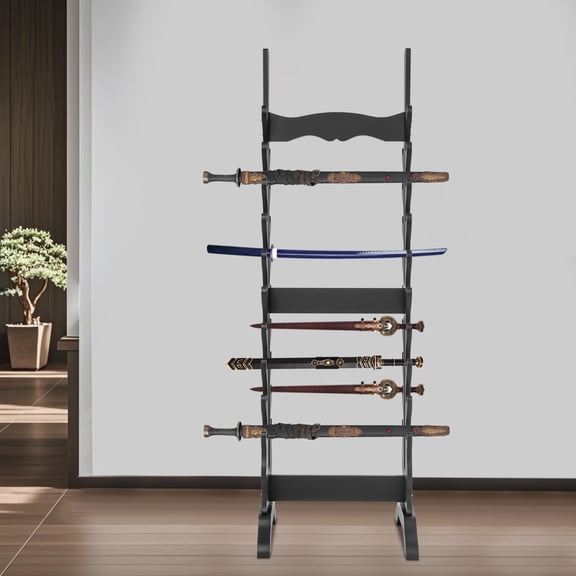 Double-Sided Sword Stand, 20-Layer Floor Standing Katana Sword Display Rack, Black, 66lbs Capacity, for Home Dojo Weapon Storage & Decor