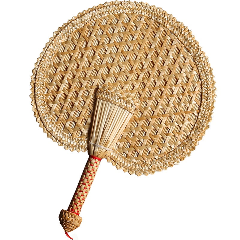 Handmade Palm Leaf Weaving Fan Vintage Decorate Natural color Mosquito Repellent 