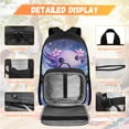 thumbnail image 3 of Yspwyqan Galaxy Purple Axolotl Backpack Set with Lunch Box Pencil Case Water Bottle Bag, 4Pcs Double Zipper Lightweight Girls Backpack Set Fits 14" Laptop for School Travel, 3 of 7