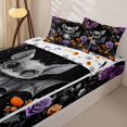 thumbnail image 3 of Homewish Cute Bat Wreath Zipper Twin Comforter Sets with Fitted Sheet and 2 Pillowcases for Kids, Rose Pumpkin Maple Leaf Zipper Bedding Set, Halloween Reversible, 4 Pieces, 3 of 6
