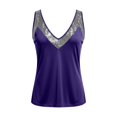 thumbnail image 4 of XAOFW Women'S T Shirts Solid Color Sequin Tank Summer Sleeveless V-Neck Breathable Stylish Party Night Tees, 4 of 4