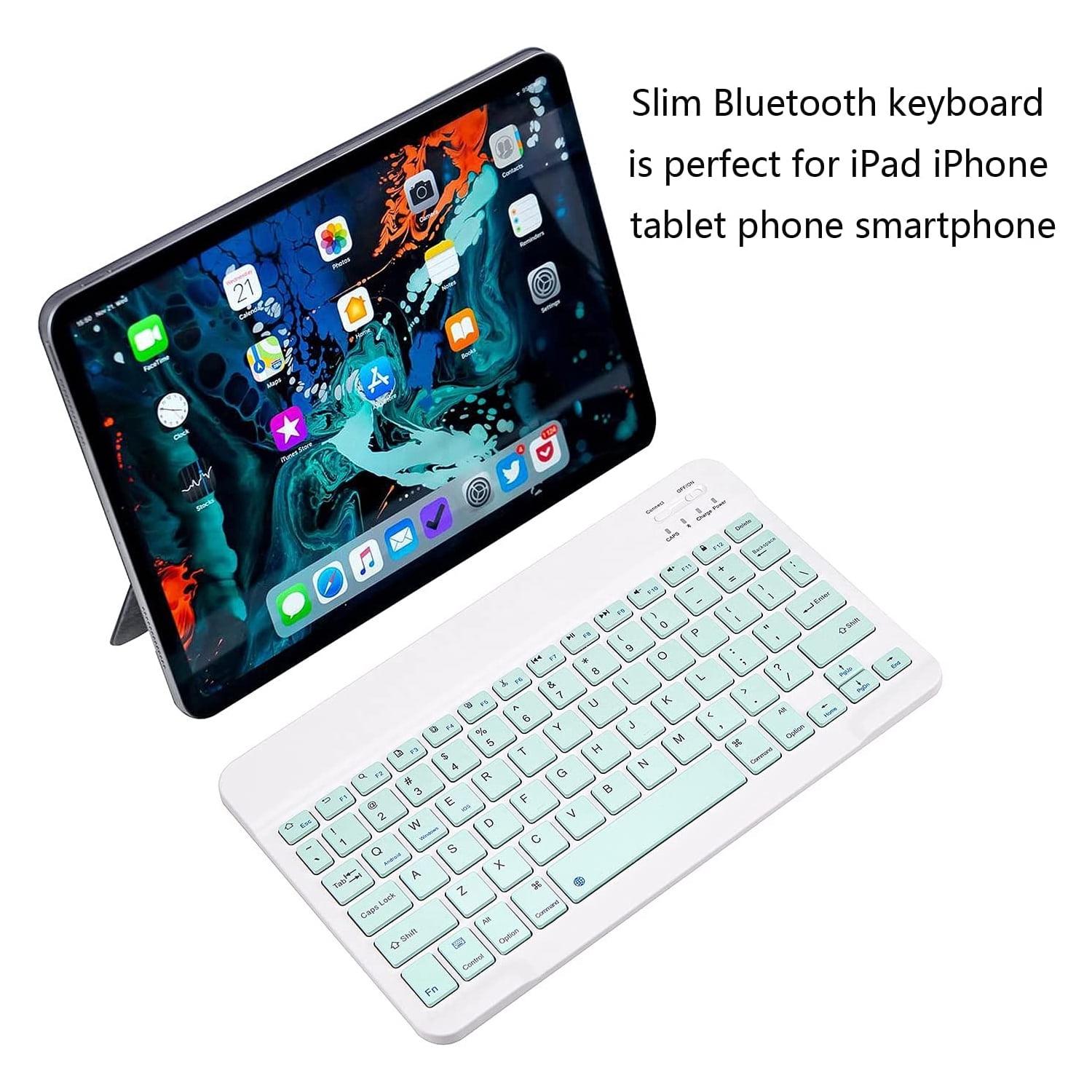 Dpisuuk 10 inch Wireless Bluetooth Keyboard Mouse Comb, Ultra-Slim Rechargeable Wireless Keyboard and Mouse Set for iOS Android Windows
