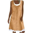 thumbnail image 1 of AherBiu Robes d'Été pour Femmes Sans Manches Imprimées Tunique Décontractée T-Shirt Patchwork Robe Courte, 1 of 5