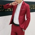 thumbnail image 2 of ALSLIAO - Chaqueta de traje informal, ajustada, formal, de un solo botón, para hombre, color vino, talla XL, 2 of 8