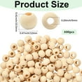 thumbnail image 2 of 400pcs 12mm Natural Wood Beads Wooden Macrame Beads Small Unfinished Large Hole Round Ball Smooth Loose Spacers Findings Accessories, 2 of 7