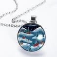 thumbnail image 2 of Christmas sled Glass Design Circle Pendant Women's Necklace, 2 of 5