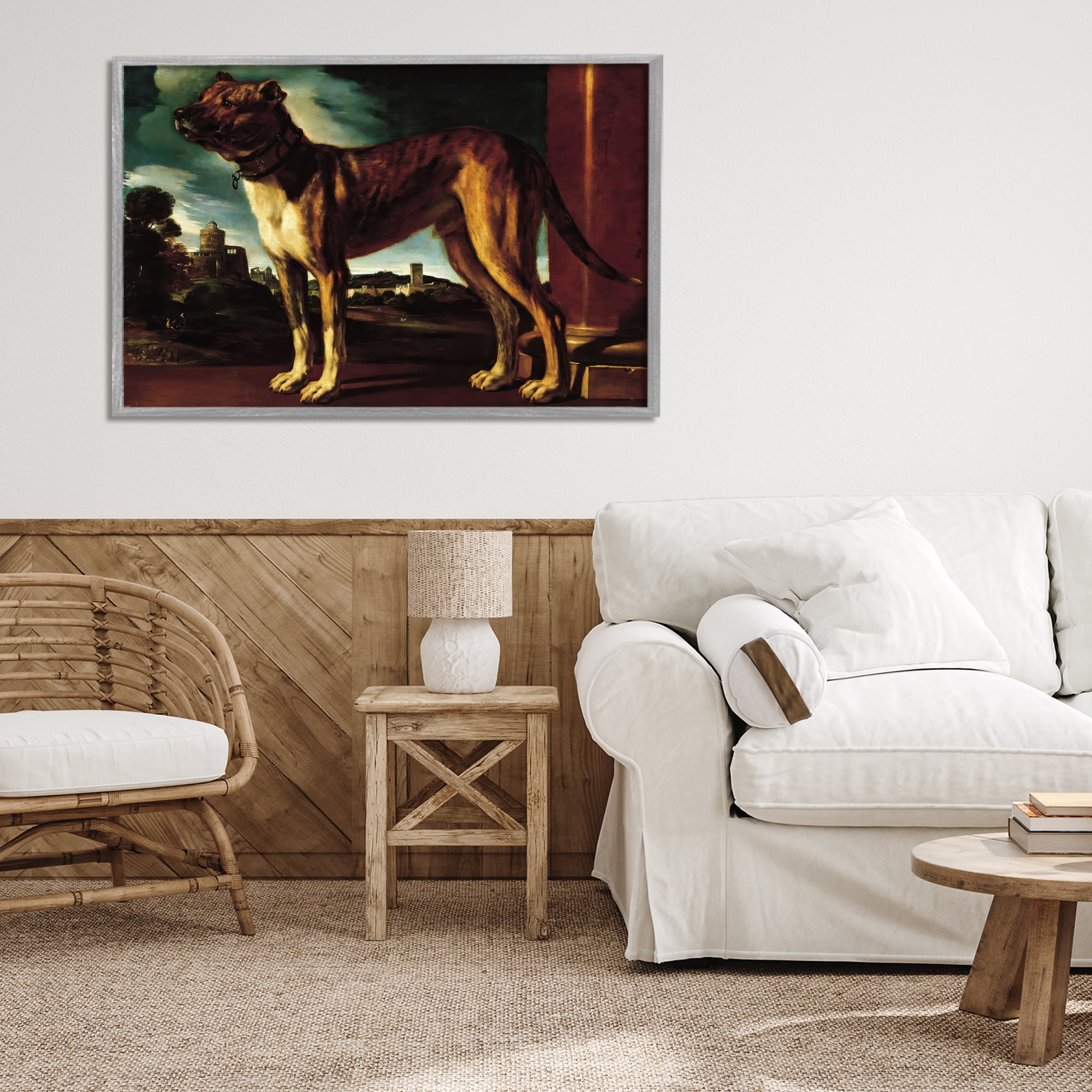 Stupell Industries Historical Aldrovani Dog Gray Framed Giclee Art, design by Lil' Rue