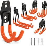 Garage Hooks Heavy Duty, Wall Mount Organizer and Storage Hangers Set for Garden Tools, Bikes, Ladders and Bulky Items, 12 Pack, Orange
