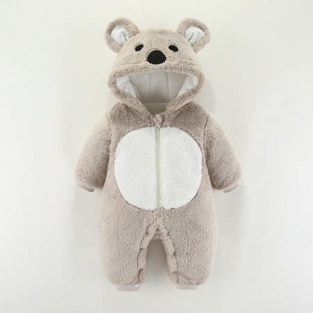 

Juebong Baby Pajamas Toddler Baby Boys Girls Color Plush Cute Bear Ears Winter Thick Keep Warm Jumpsuit Romper Baby Romper for 9-12 Months