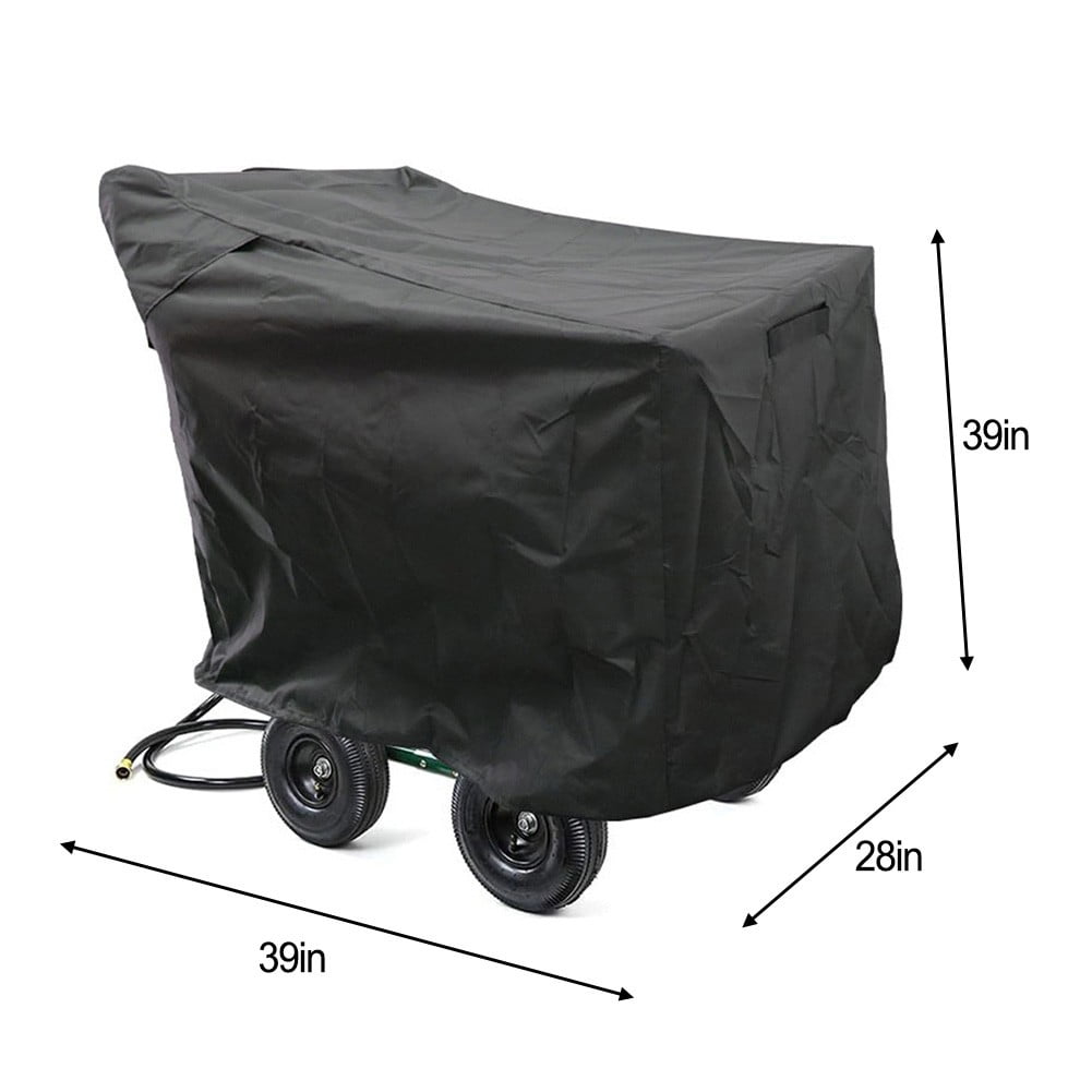 CHENGSI Black Garden Hose Reel Cart Cover, 39L x 28W x 39H, Heavyweight 420D Oxford Fabric, Weather-Resistant, Protects Hose Reel from Rain,Wind,Dust,and UV Rays,Easy to Clean,Fits Most Hose Reels