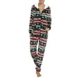 thumbnail image 1 of Qiylii Women Flannel Nightwear Jumpsuit, Christmas Printed Zipper Hooded Romper, 1 of 7