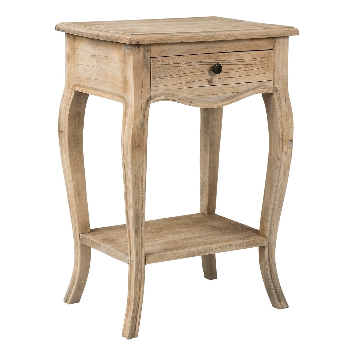 East at Main Daphne Rustic Nightstand, Natural Brown Solid Wood Handcrafted with Storage