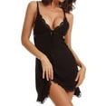 thumbnail image 1 of Gibobby Lencería Sexy Ropa de dormir Camisón de encaje Chemise Satin Slip Silk Negligee Nightie para mujer Negro XL, 1 of 5