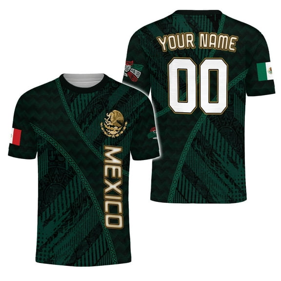 Personalized Mexican Soccer Jersey with Name Number, Men's Quick Dry Soccer Jersey, Football Uniforms for Team (S)