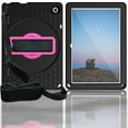 thumbnail image 6 of SaniMore Case for Walmart ONN 10.1 Inch Tablet Gen 3 2022(Model:100071485), 360° Rotation Bracket Handle Crossbody Lanyard Anti-fall Shockproof Heavy Duty Protective Case for Walmart 3rd, Black+Rose, 6 of 10