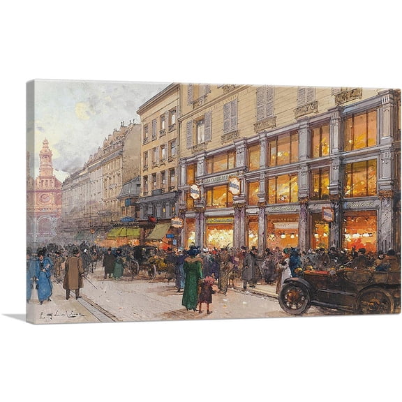 ARTCANVAS Church Of The Trinity Street Of Pavilion Of Antin Canvas Art Print by Eugene Galien-Laloue - Size: 12" x 8" (0.75" Deep)