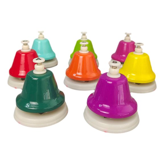yotijay Desk Bells for Kids 8 Note Handbell Set Diatonic Musical Instrument Hand Beating