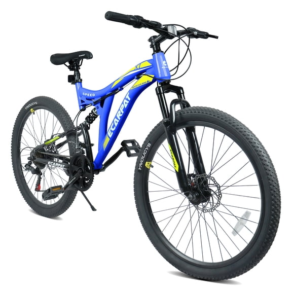 A26003 26 Inch Mountain Bike with 21-Speeds & Full Suspension Steel Frame Alloy Rims Disc Brakes For All Terrains Men & Women Multiple Colors
