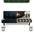 thumbnail image 5 of SCRAWLGOD Tribal Splicing Print White Black Brown Non Slip Futon Cover, Armless Washable Couch Cover for Futon, Stretchy Sofa Cover, Scratch Resistant Furniture Protector for Pets, Dog and Cat, 5 of 7