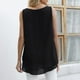 thumbnail image 4 of Camisa holgada sin mangas, de color puro, con cuello redondo y doble capa para mujer - Top de gasa de verano XL negro, 4 of 6