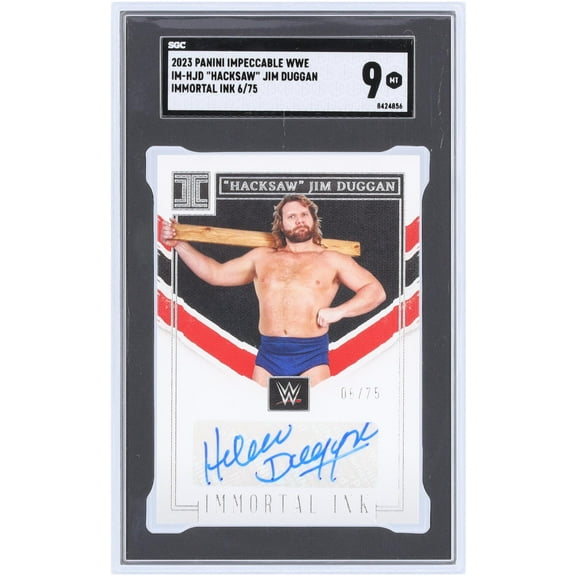 Hacksaw" Jim Duggan WWE Autographed 2023 Panini Impeccable Immortal Ink #IM-HJD #6/75 SGC Authenticated 9 Card - Fanatics Authentic Certified