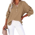 thumbnail image 6 of Linen Shirts for Women Long Sleeve V Neck Pullover Tops Button Down T Shirt Casual Fall Blouses, 6 of 6