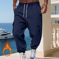 thumbnail image 5 of Mens Fleece Cargo Sweatpants Heavyweight Elastic Waist Pants with Pockets Baggy Drawstring Jogger Pants Navy M, 5 of 6