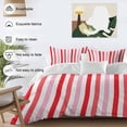 thumbnail image 3 of 3 Piece Red Pink Stripe Duvet Cover Set Queen Size, Microfiber Comforter/Quilt Cover with Corner Ties and 2 Pillowcases, Geometric White Vertical Striped All Season Soft Bedding with Zipper Closure, 3 of 8