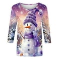 thumbnail image 4 of Bcresic Tops for Christmas Women Trendy 3/4 Sleeve Tshirts Cute Glitter Xmas Tree Basic Tee Casual Loose Round Neck Tunic Top Classic Printed Pullover Shirt Holiday Gifts Top,#07_Purple,X-Large, 4 of 5